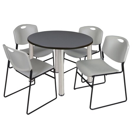 Regency Kee Round Table & Chair Set, Wood, Metal, Polypropylene Top, Grey TB42RNDGYBPCM44GY